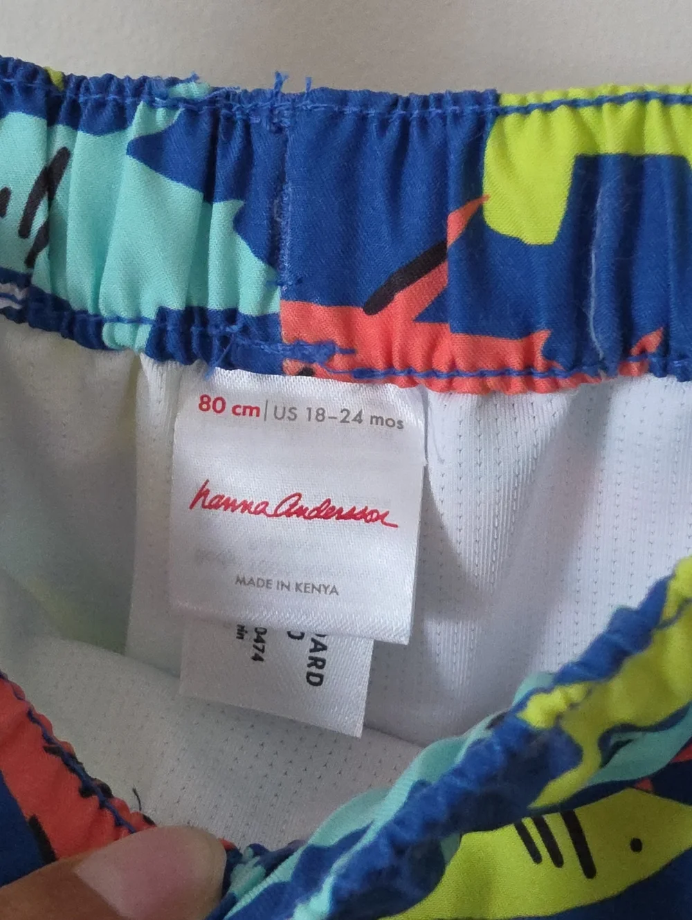 Hanna Andersson Neon Lime Rashguard & Shark Swim Shorts Set 18-24 Months